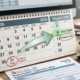 Calendario con date cerchiate per i versamenti della Rottamazione quater e bollettini PagoPA