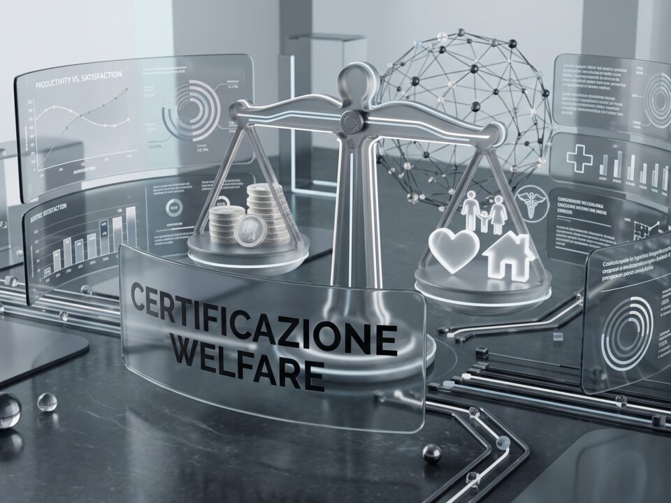 Dipendenti e manager al lavoro con un bilanciamento tra vita professionale e personale, a simboleggiare la certificazione conciliazione vita-lavoro.