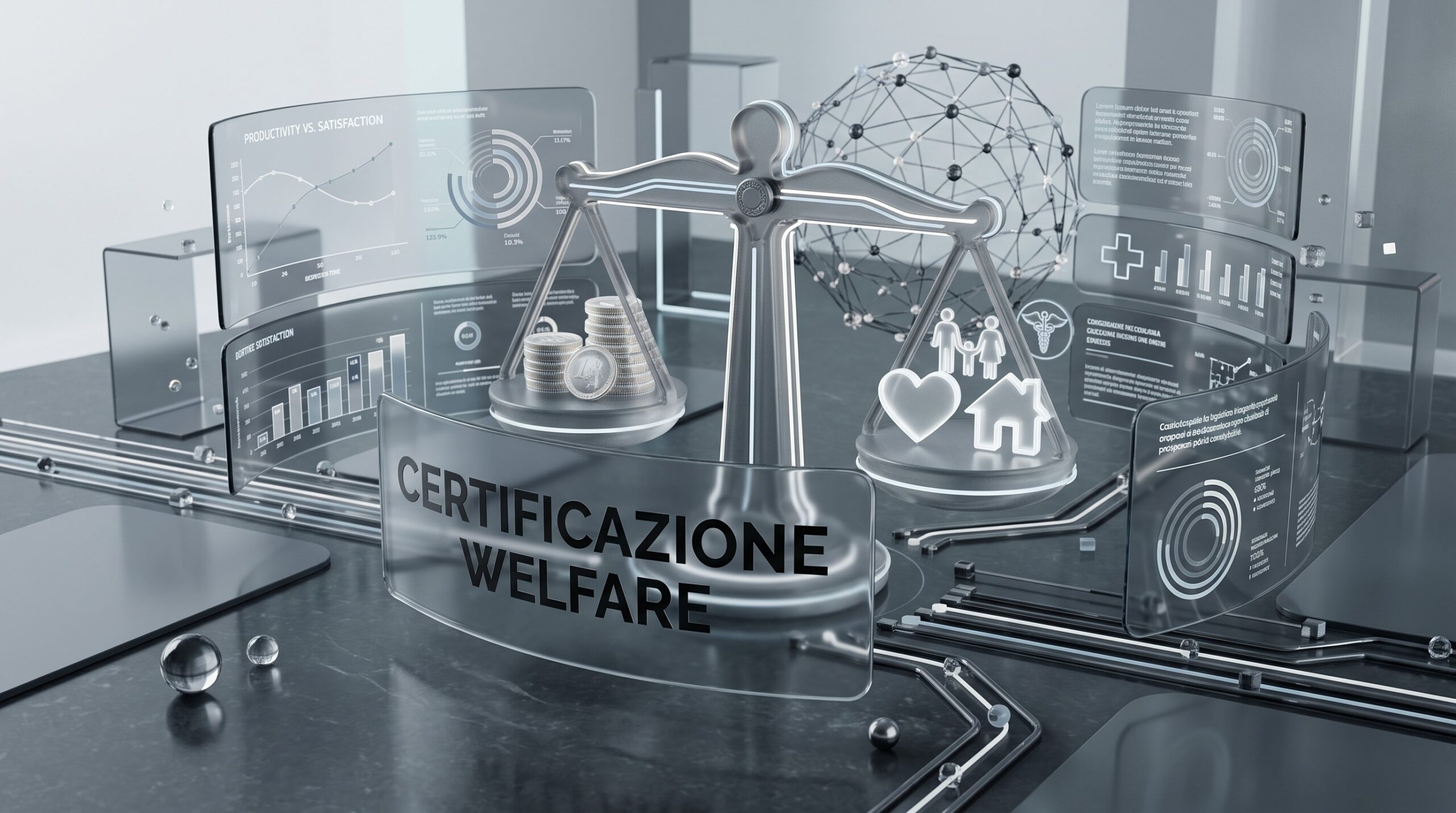 Dipendenti e manager al lavoro con un bilanciamento tra vita professionale e personale, a simboleggiare la certificazione conciliazione vita-lavoro.