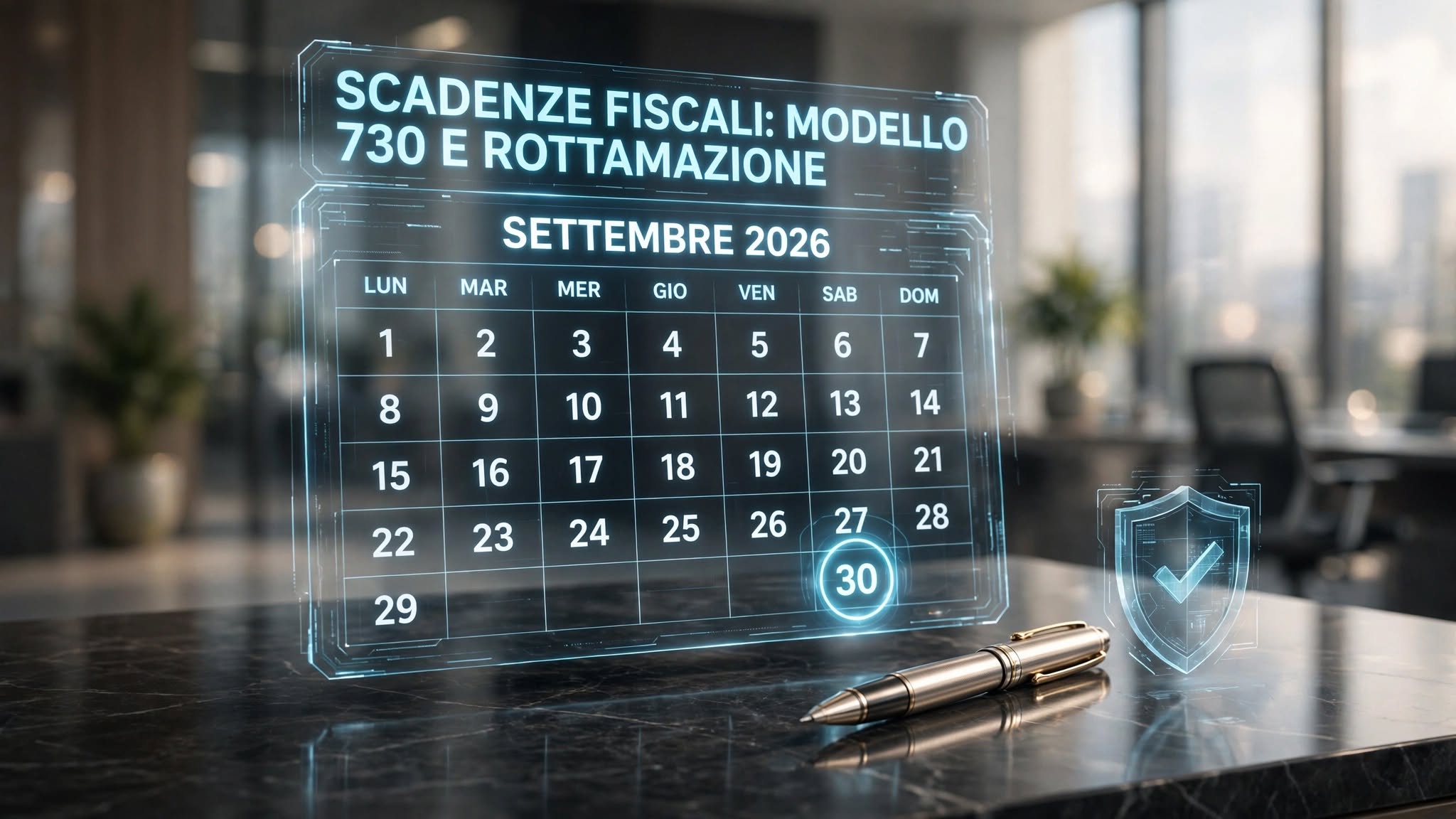 Calendario da scrivania e calcolatrice, a simboleggiare la ripresa degli adempimenti e le scadenze fiscali di settembre 2026.