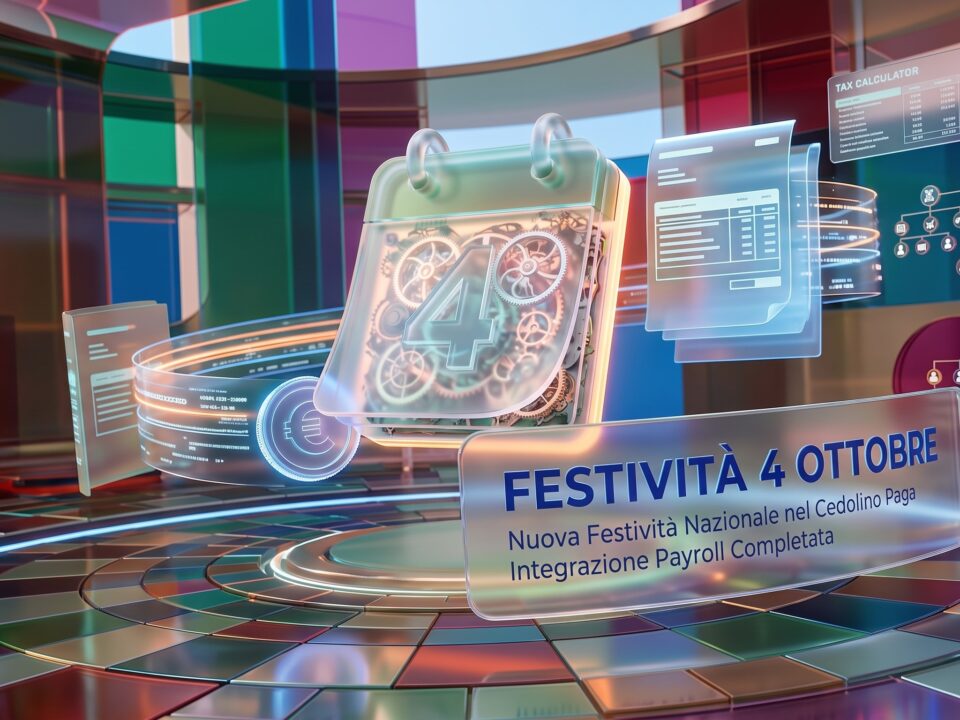 Un calendario con la data del 4 ottobre cerchiata e una busta paga, a rappresentare il ripristino della festività nazionale di San Francesco.
