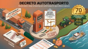 Fila di camion su un'autostrada, a simboleggiare le misure del Decreto Autotrasporto per fronteggiare il caro carburanti.