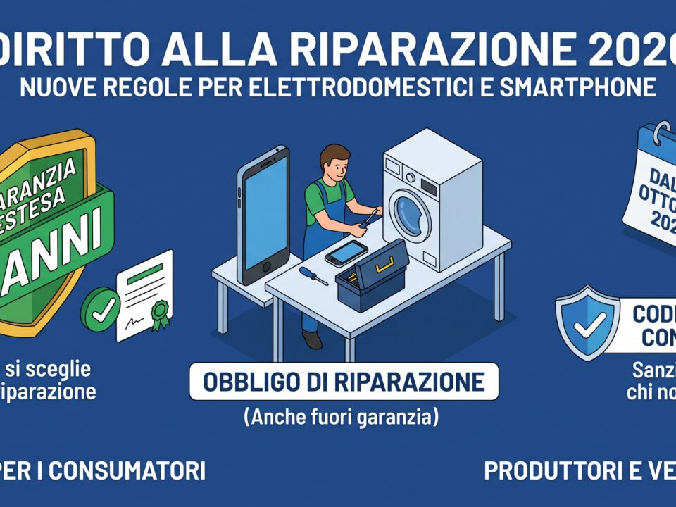 Tecnico che ripara la scheda madre di uno smartphone, a simboleggiare il nuovo diritto alla riparazione e l'estensione della garanzia nel Codice del Consumo.