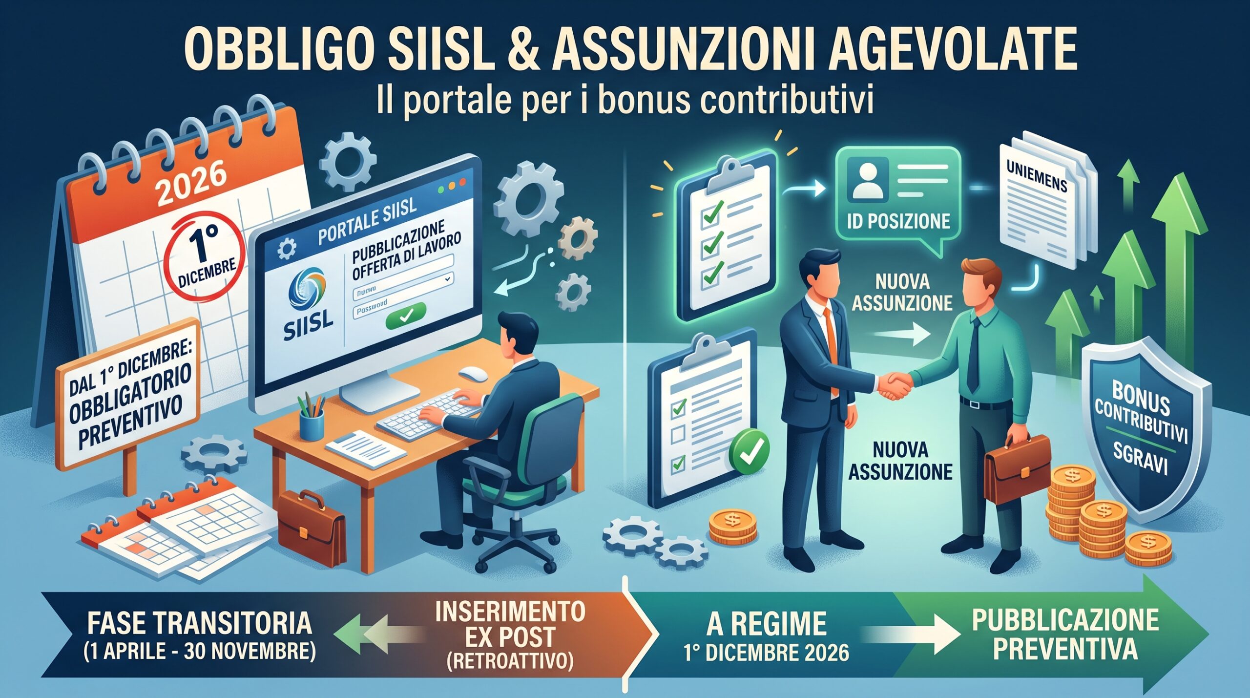 Uomo al computer che compila moduli online, a rappresentare l'obbligo di inserimento delle offerte di lavoro sul portale SIISL.