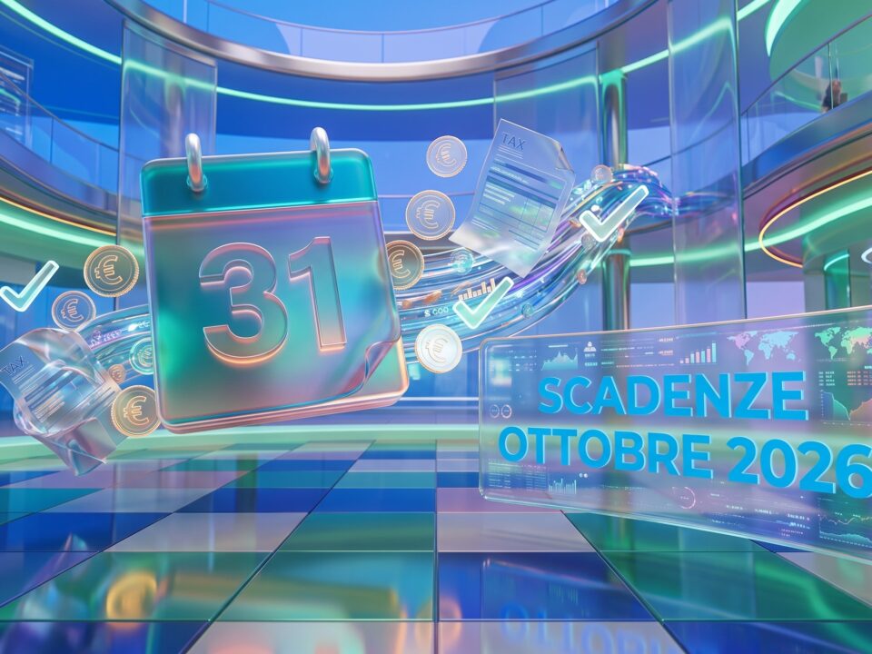 Calendario di ottobre 2026 con evidenziate le scadenze fiscali e documenti, a rappresentare gli adempimenti del mese.