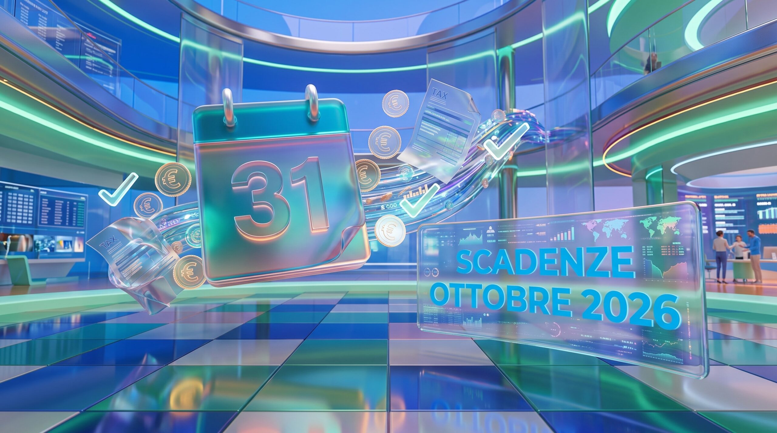 Calendario di ottobre 2026 con evidenziate le scadenze fiscali e documenti, a rappresentare gli adempimenti del mese.